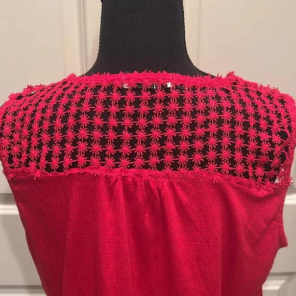 NWOT All in Love Medium Red Blouse with Lace Embellishment - Picture 3 of 4